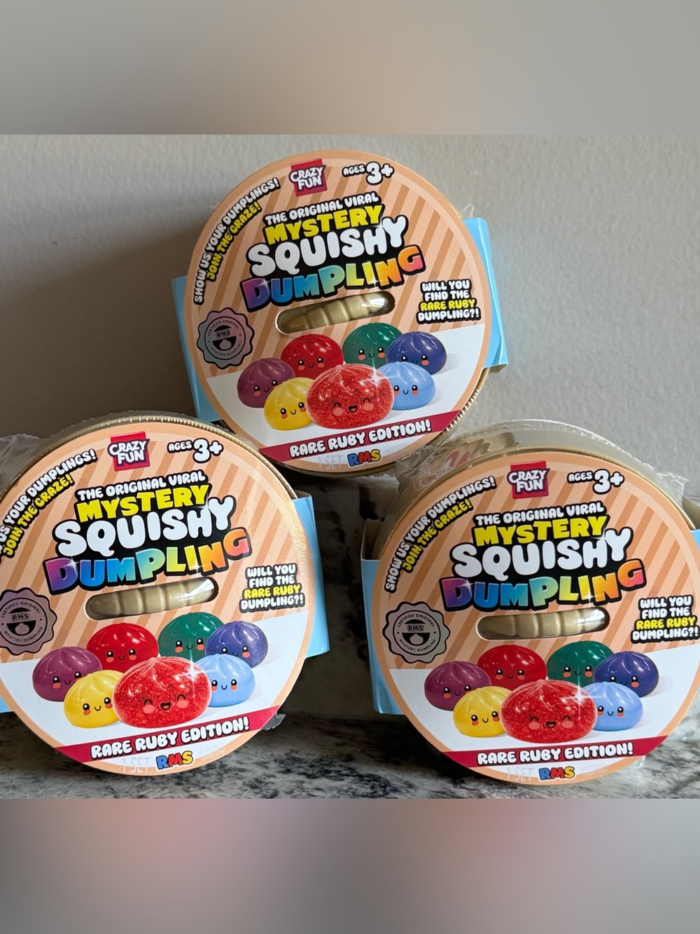 3 RMS Crazy Fun Mystery Squishy Dumpling - Rare Ruby Edition (Red)